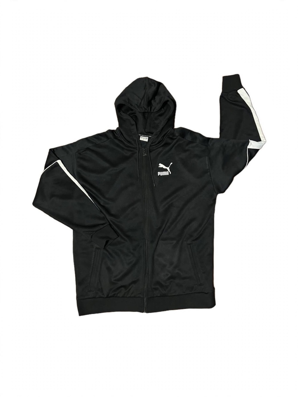 Puma Iconic MCS Tracksuit Mens Set Top XL Pants L Black White Hooded 595300 5763